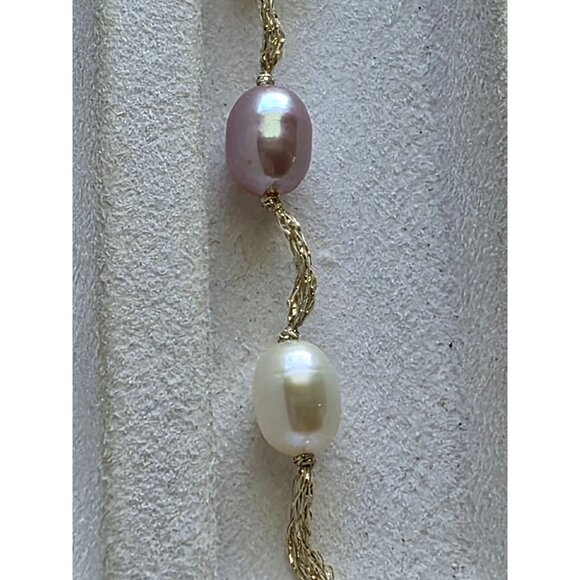 925 Sterling Silver Baroque Pearl Bracelet 6.5" - Picture 6 of 13